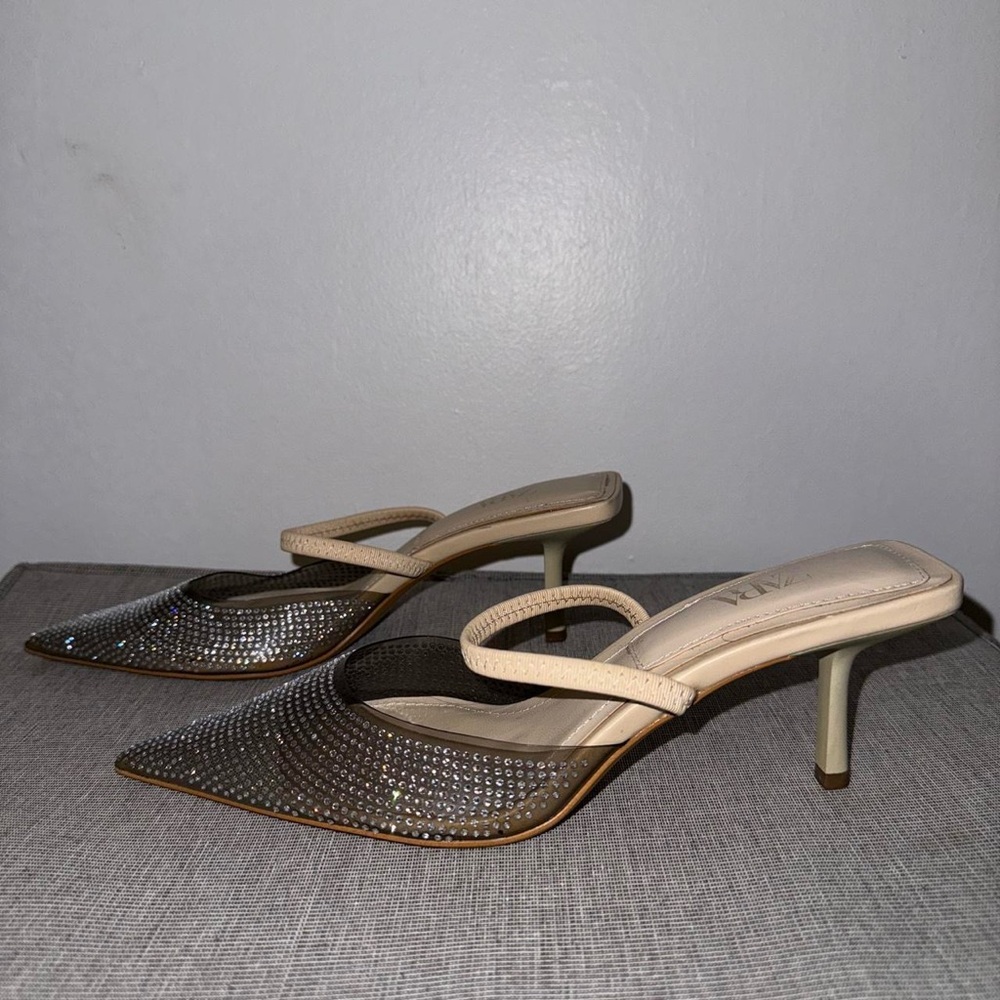 Zara Women's Sparkling Silver Heels - Picture 3 of 5